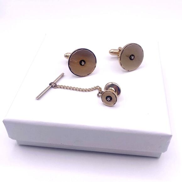 Anson Vintage Karatclad Cufflinks and Tie Tack - Picture 6 of 6